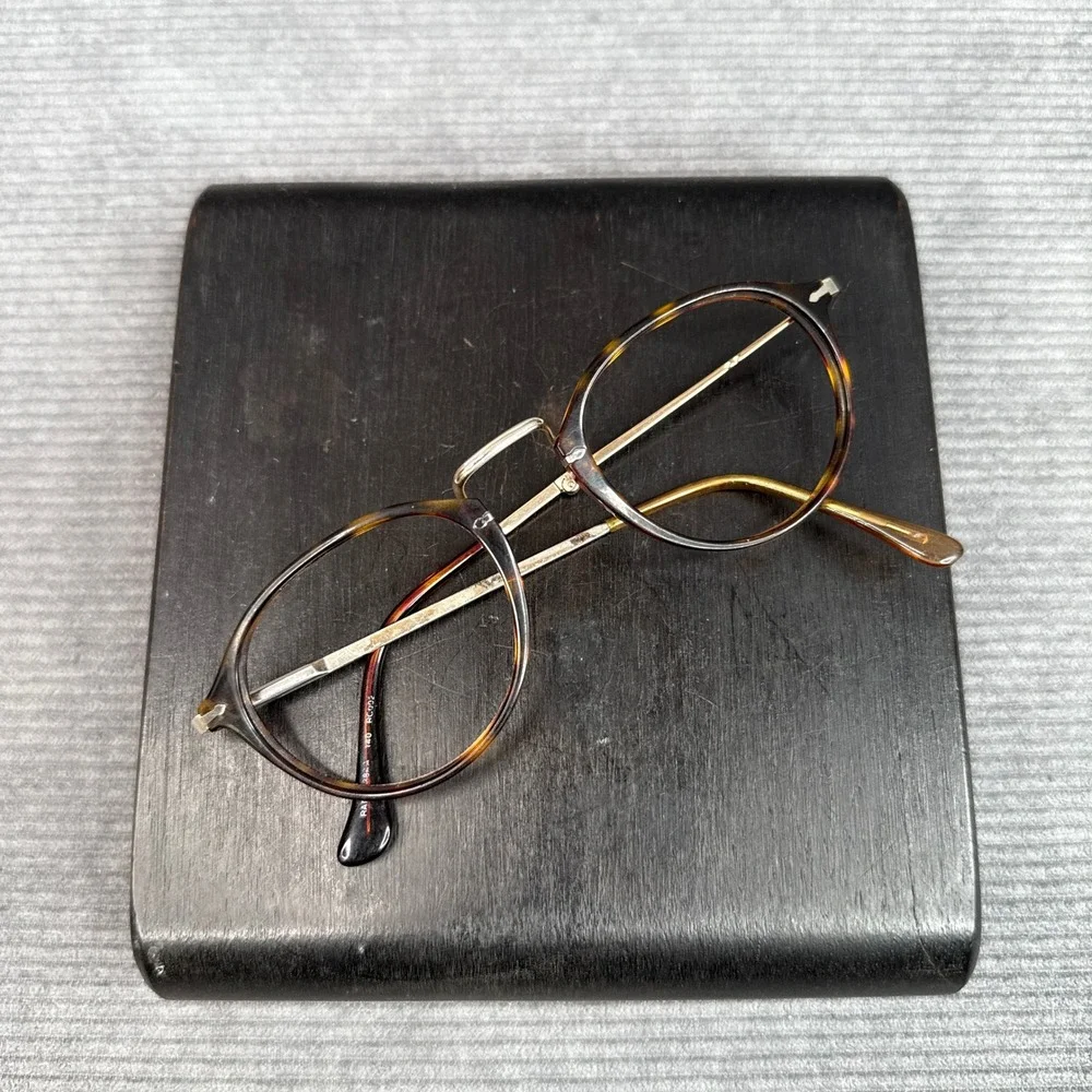 Vintage Tortoiseshell Round Y2k Eyeglasses  140 RC002 Silver Metal Temples